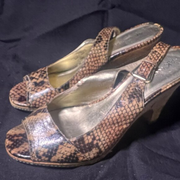 ANNE KLEIN 4"‎ Gold Scale Print Slingback Shoes  Size 10 M - Picture 7 of 10